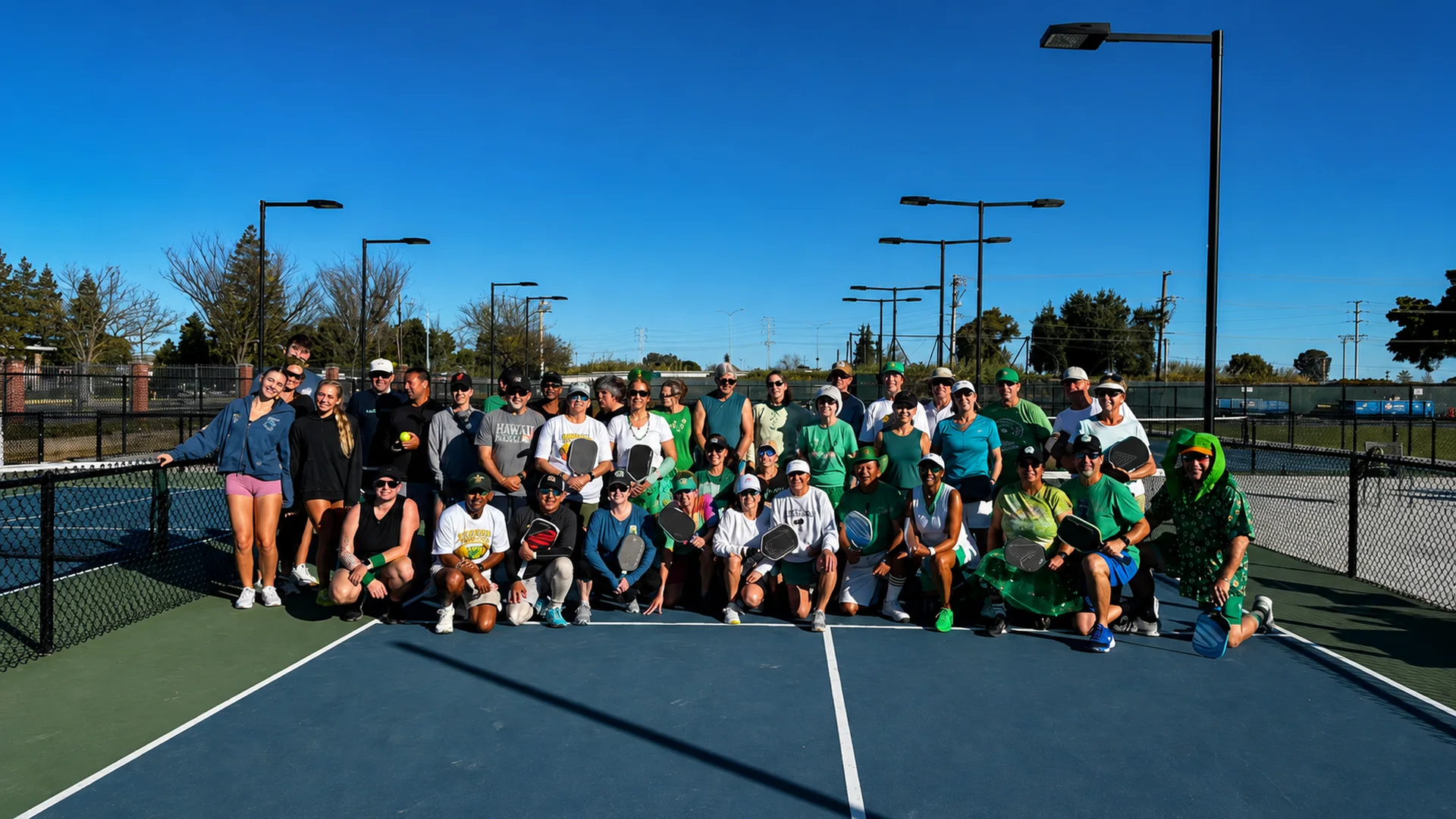 Players celebrating at the 2026 Shamrock Shuffle pickleball social